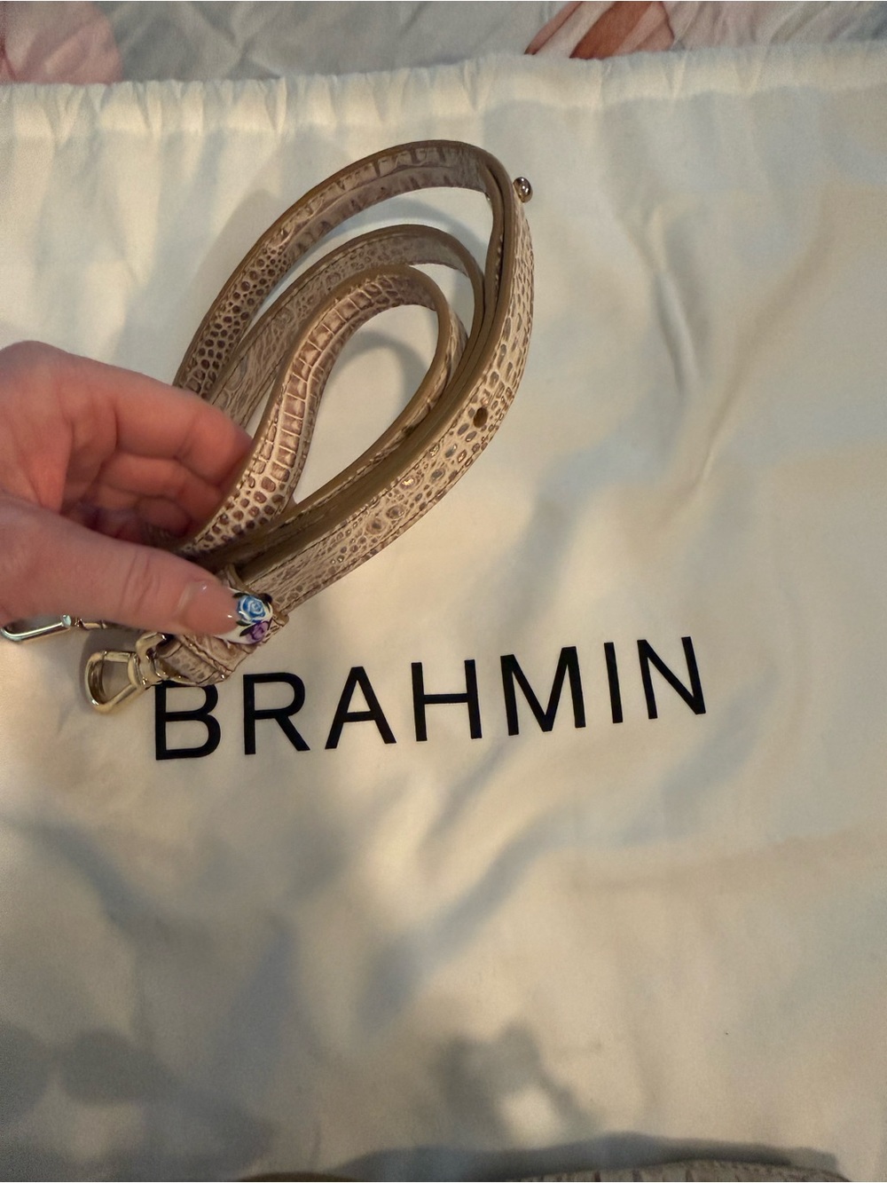 Brahmin Taupe Croc-Embossed Leather Satchel with Matching ID Pouch NWT - Picture 5 of 17
